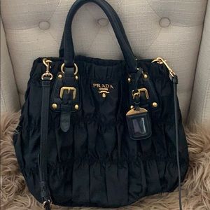 Authentic Prada pleated tote handbag